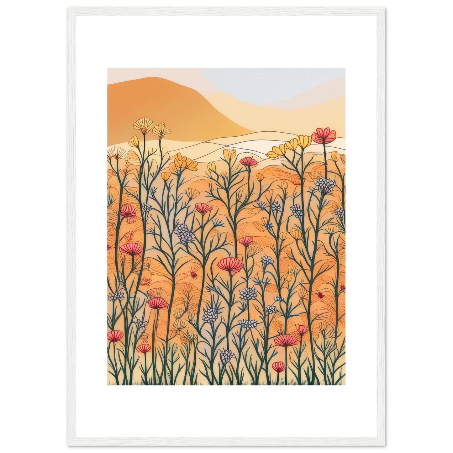 Floral Orange - Floral Abstract Wall Art Print Nature