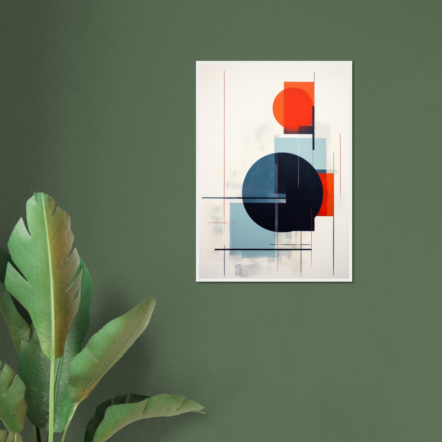 Trust - Modern Abstract Geometric Wall Art Print Blue Red