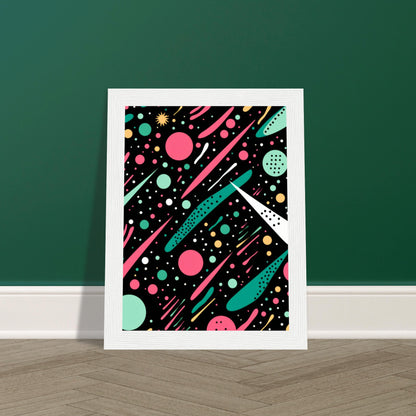 Happy Debris - Abstract Wall Art Print Black Pink Green