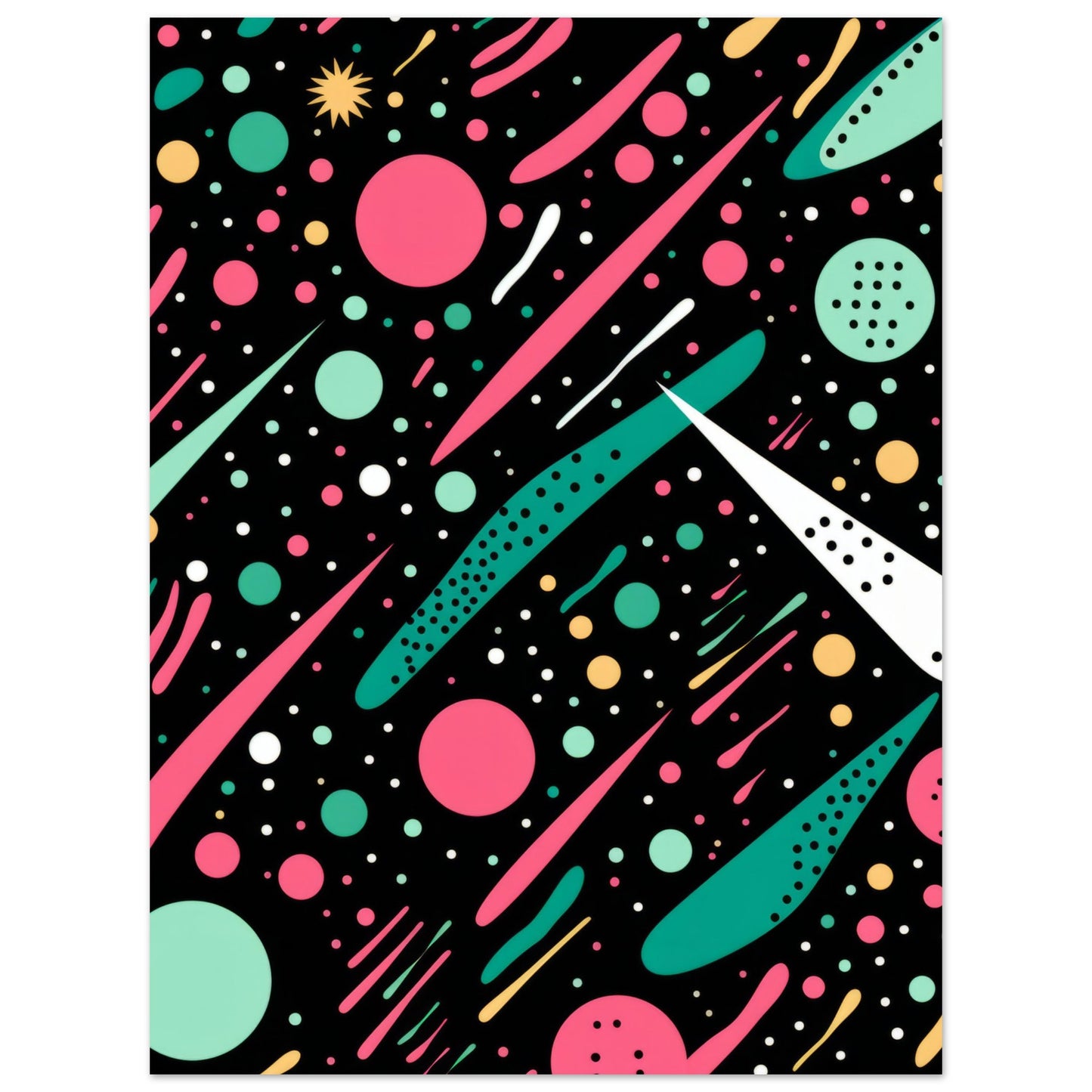 Happy Debris - Abstract Wall Art Print Black Pink Green