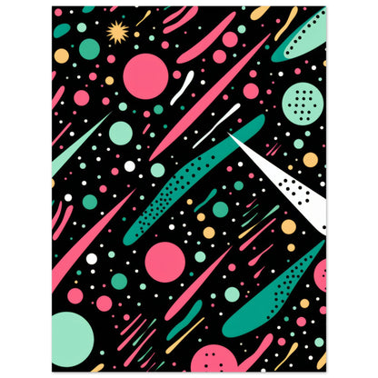 Happy Debris - Abstract Wall Art Print Black Pink Green