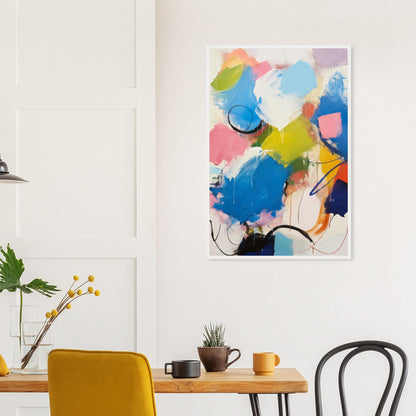 Distracted - Modern Abstract Wall Art Print Blue and Pink