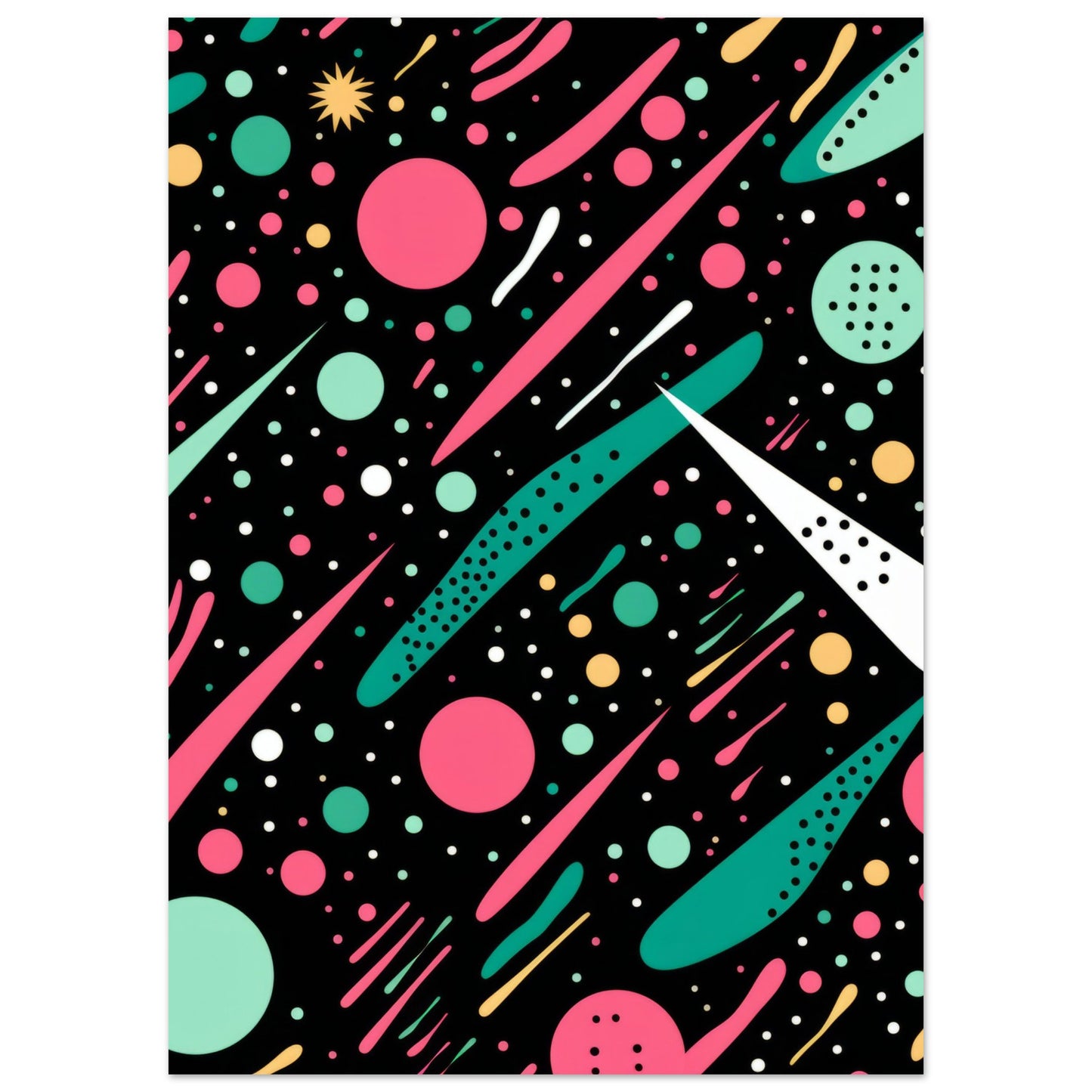 Happy Debris - Abstract Wall Art Print Black Pink Green