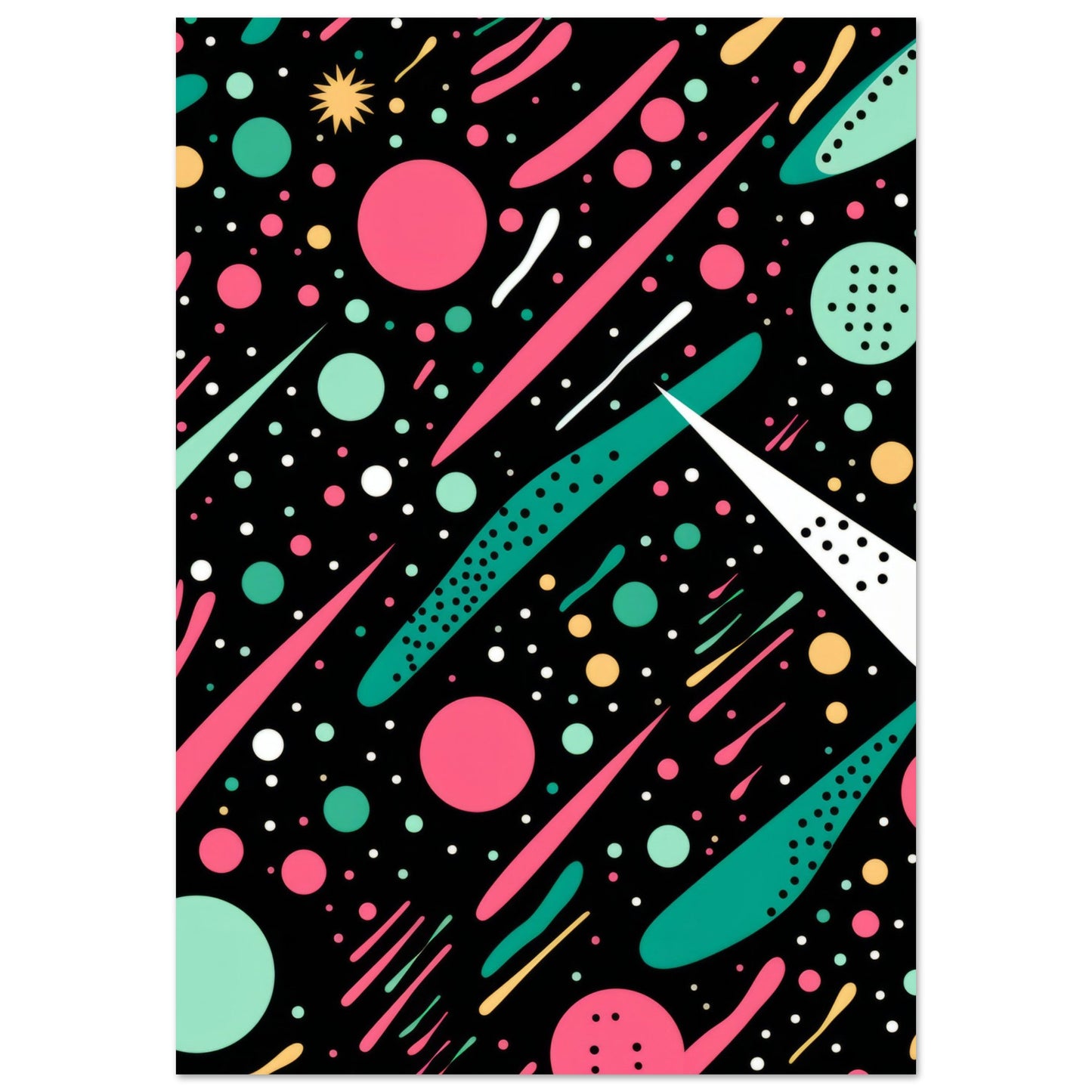 Happy Debris - Abstract Wall Art Print Black Pink Green