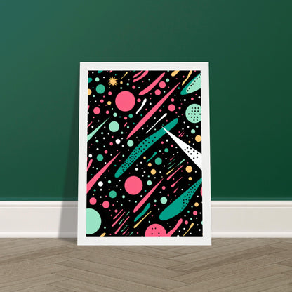 Happy Debris - Abstract Wall Art Print Black Pink Green