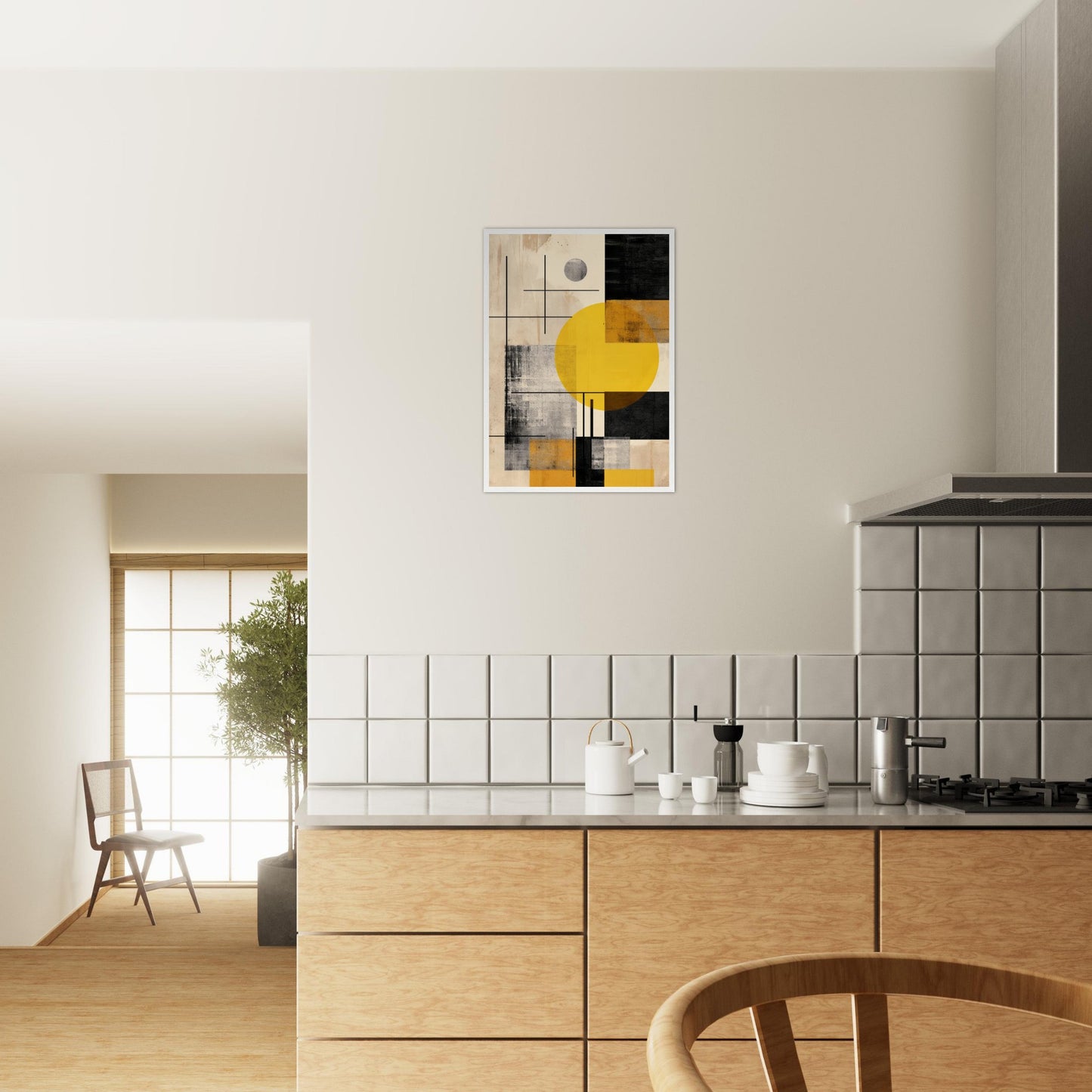 Fields - Abstract Black and Yellow Wall Art Print