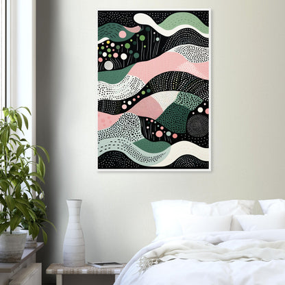 Layers - Modern Minimalist Abstract Wall Art Print Black Green Pink