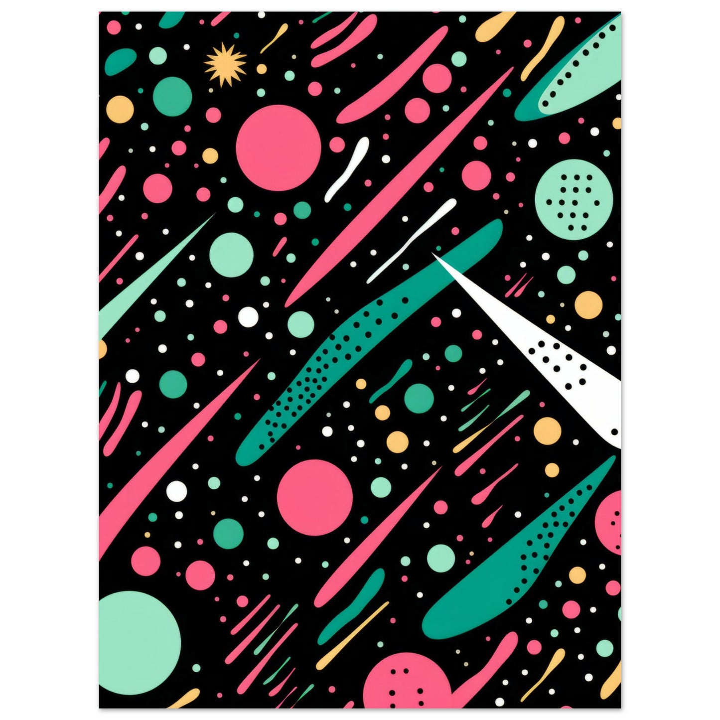 Happy Debris - Abstract Wall Art Print Black Pink Green