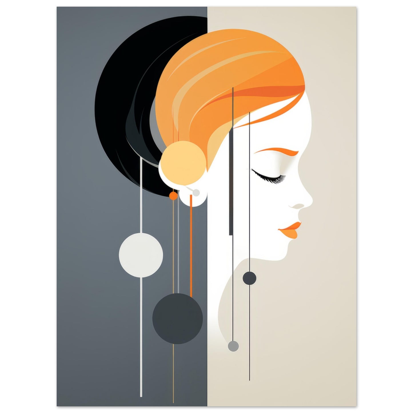 Heavy Legacy - Minimalist Wall Art Print Female Face Orange Black