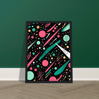 Happy Debris - Abstract Wall Art Print Black Pink Green