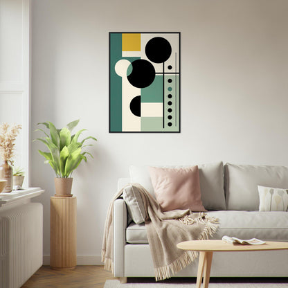 Green and Black -  Geometric Minimalist Abstract Wall Art Print