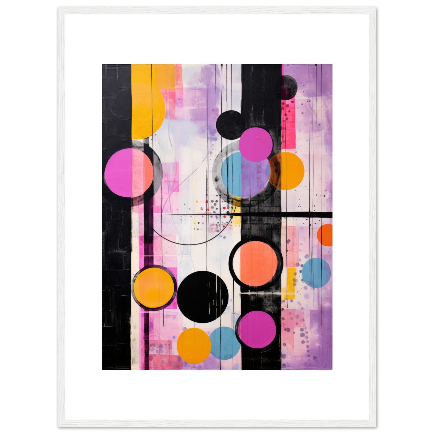 Back Then - Modern Abstract Wall Art Print Pink and Black