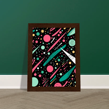 Happy Debris - Abstract Wall Art Print Black Pink Green