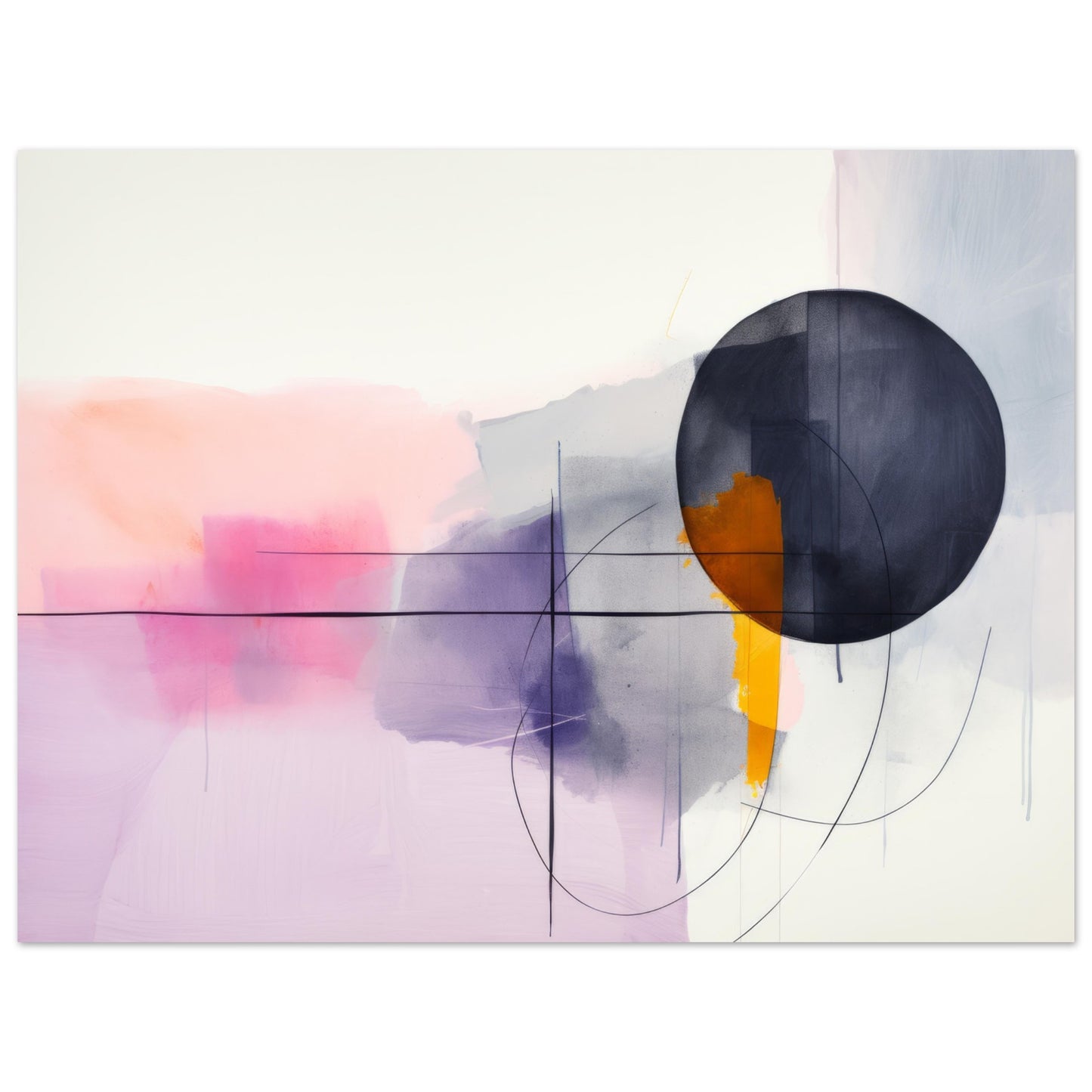 Pragma Deego - Modern Abstract Wall Art Print Watercolor Pink, Black, Purple