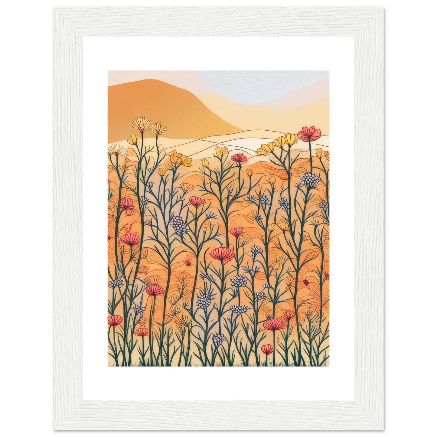 Floral Orange - Floral Abstract Wall Art Print Nature