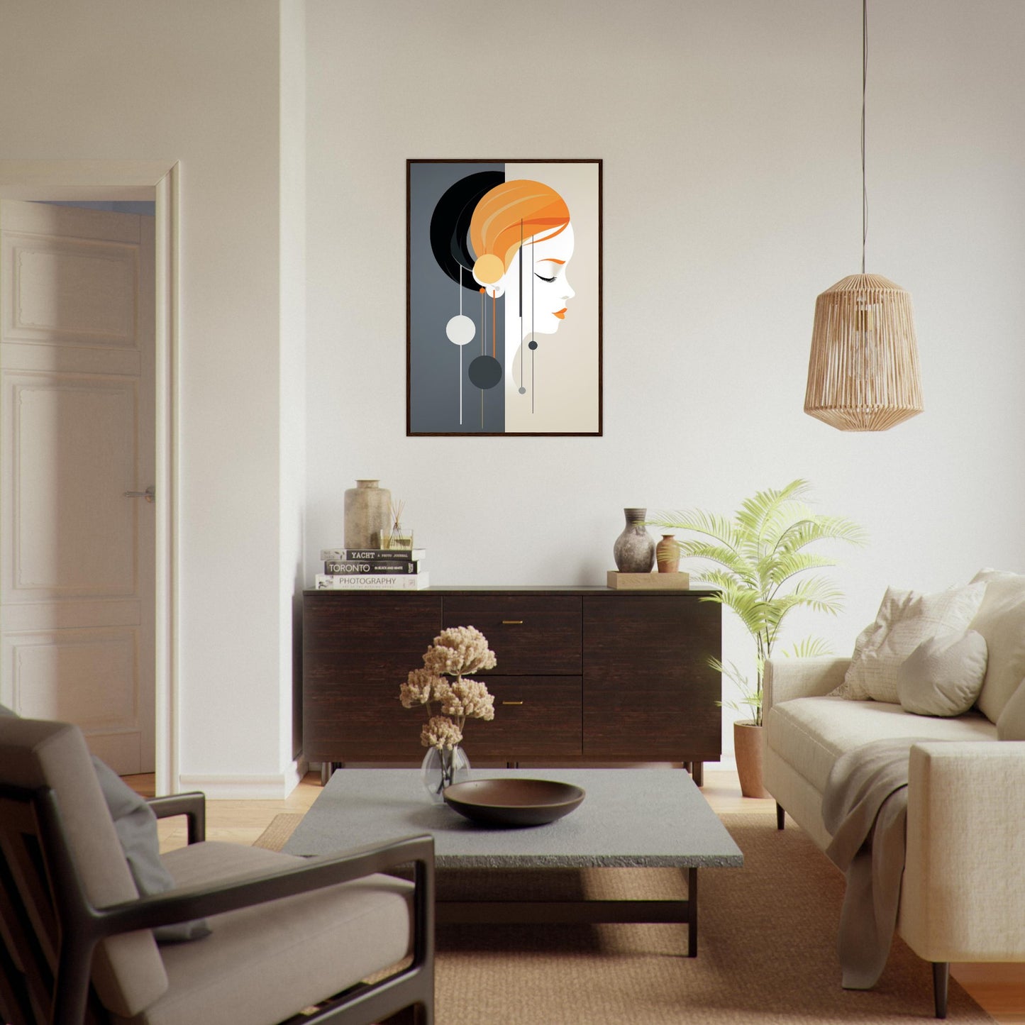 Heavy Legacy - Minimalist Wall Art Print Female Face Orange Black