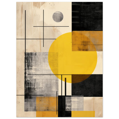 Fields - Abstract Black and Yellow Wall Art Print