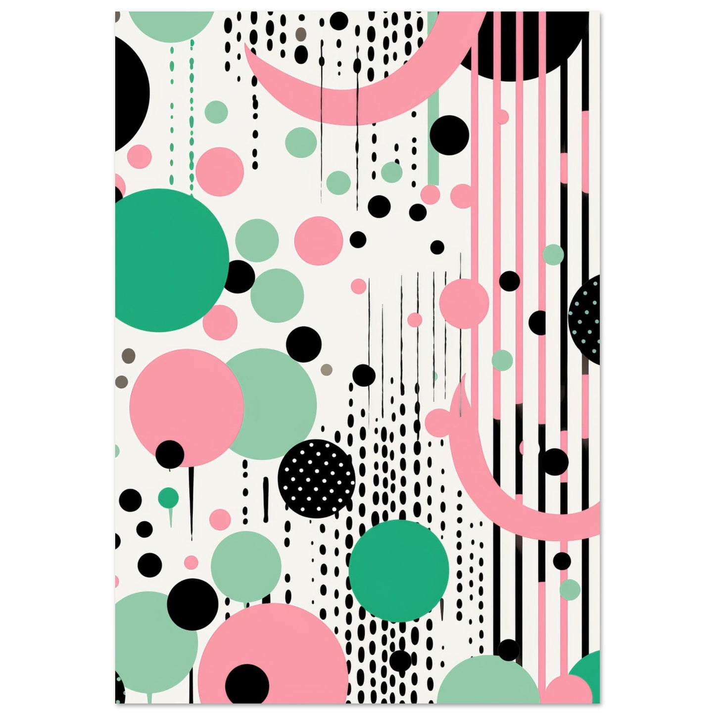 Hanging Accessories - Abstract Wall Art Circles Green, Pink, Black