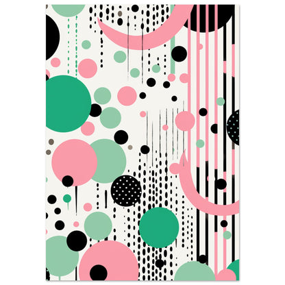 Hanging Accessories - Abstract Wall Art Circles Green, Pink, Black