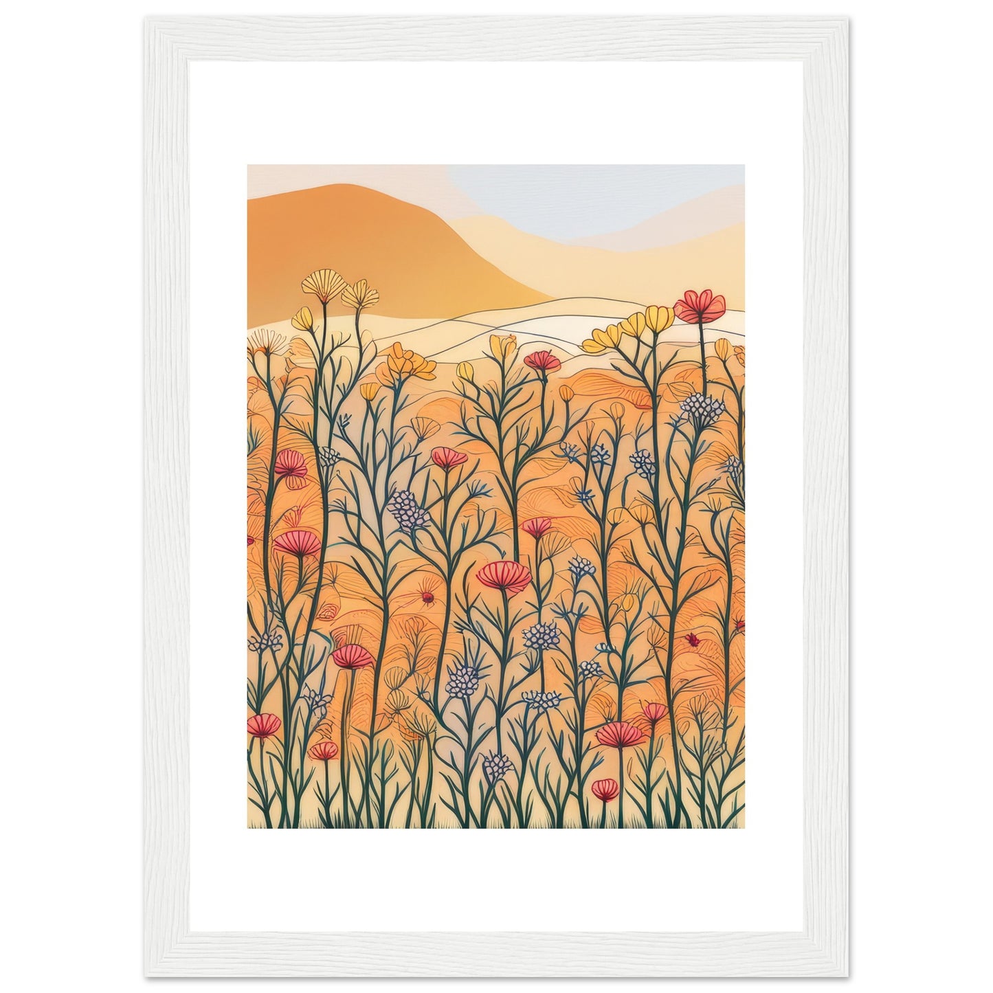 Floral Orange - Floral Abstract Wall Art Print Nature