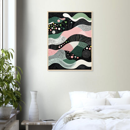 Layers - Modern Minimalist Abstract Wall Art Print Black Green Pink