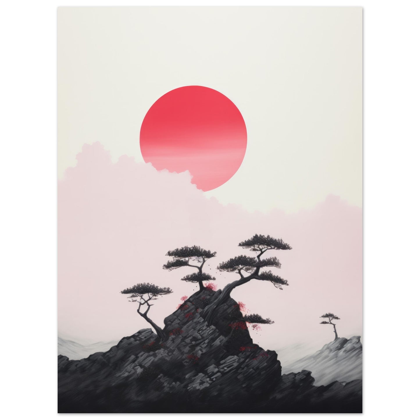 Cevenya - Minimalist Red and Black Nature Wall Art Print