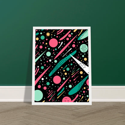 Happy Debris - Abstract Wall Art Print Black Pink Green