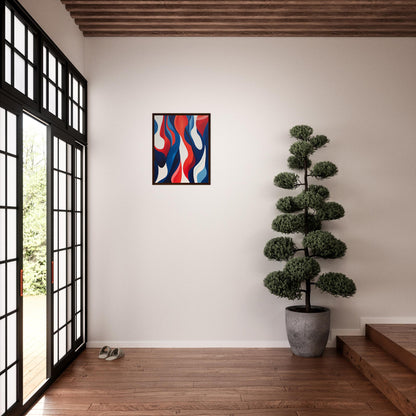 Symbiosis - Modern Abstract Navy Blue And Red Wall Art