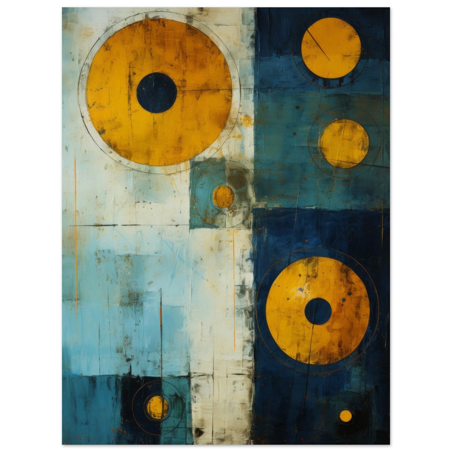 Navigation - Abstract Wall Art Print Blue Yellow