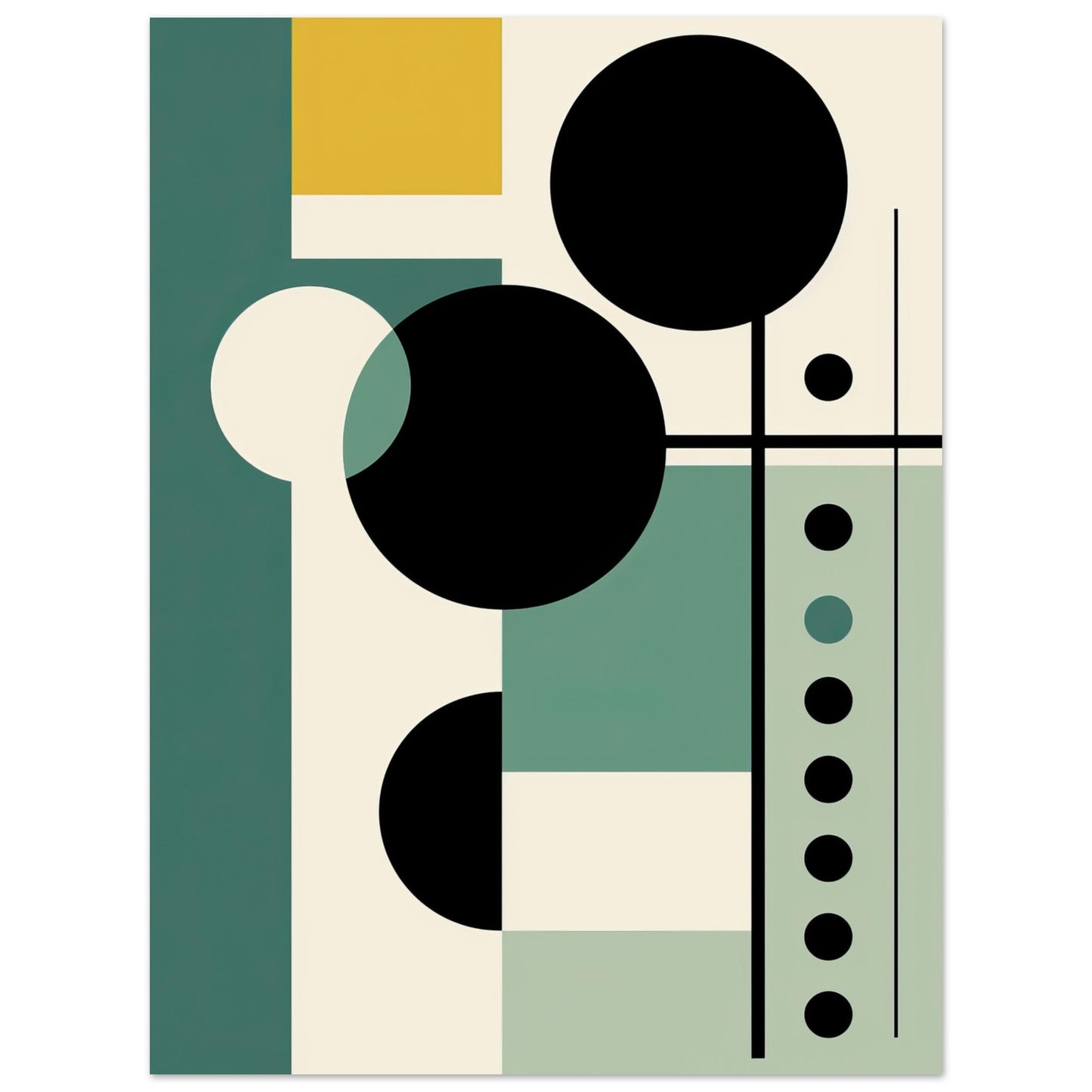 Green and Black -  Geometric Minimalist Abstract Wall Art Print