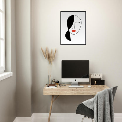 Rest in Secrets - Modern Abstract Line Wall Art Print Black and White Woman