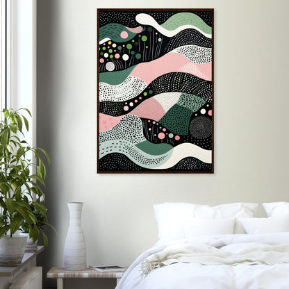 Layers - Modern Minimalist Abstract Wall Art Print Black Green Pink