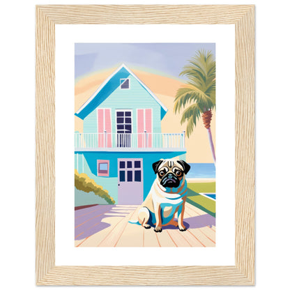 House Guard - Minimalist Wall Art Print Pug Dog