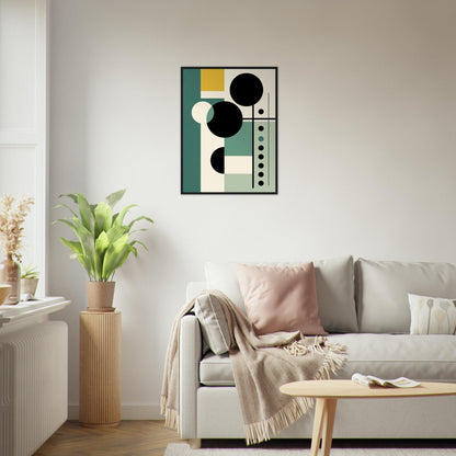 Green and Black -  Geometric Minimalist Abstract Wall Art Print