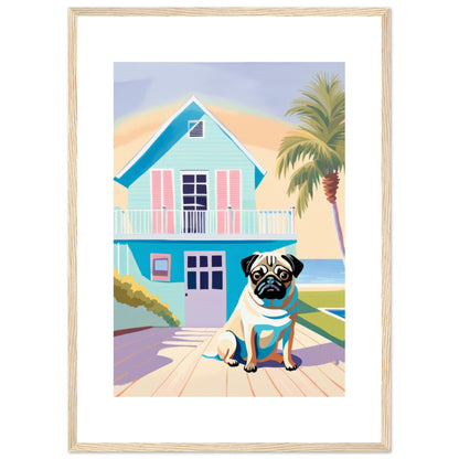 House Guard - Minimalist Wall Art Print Pug Dog