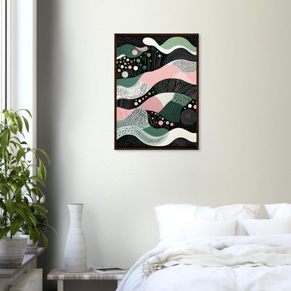 Layers - Modern Minimalist Abstract Wall Art Print Black Green Pink