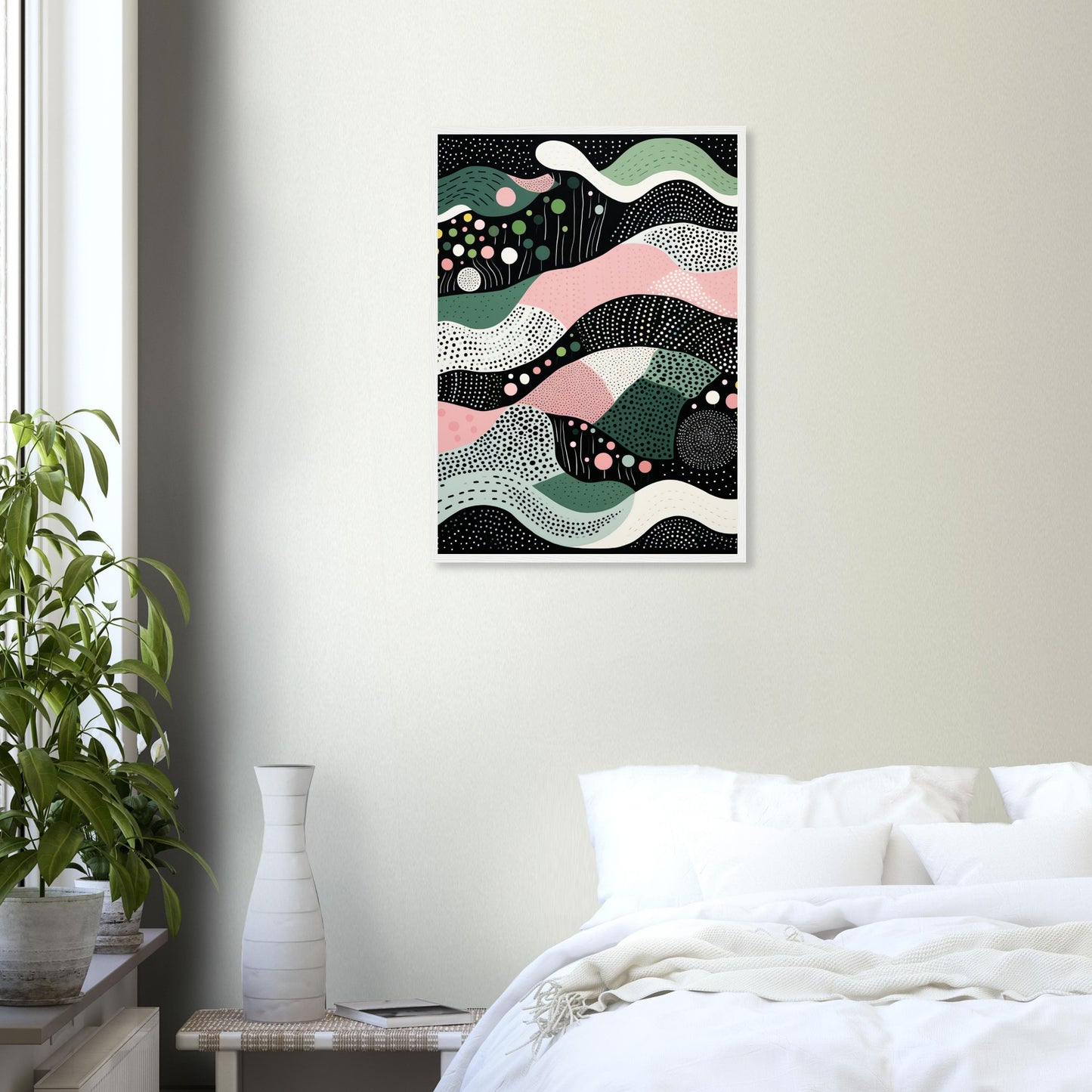 Layers - Modern Minimalist Abstract Wall Art Print Black Green Pink