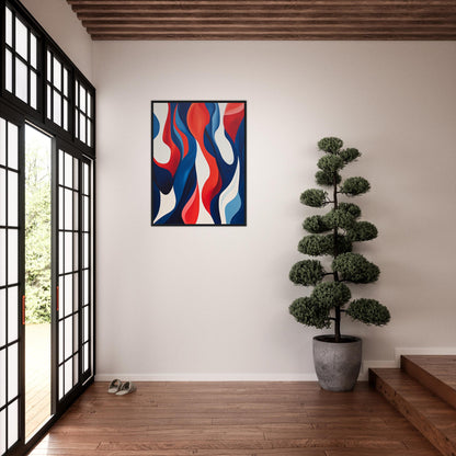 Symbiosis - Modern Abstract Navy Blue And Red Wall Art