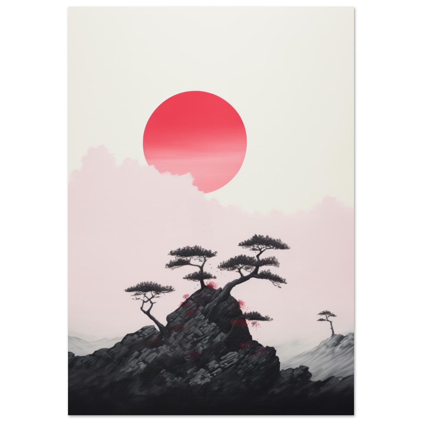 Cevenya - Minimalist Red and Black Nature Wall Art Print