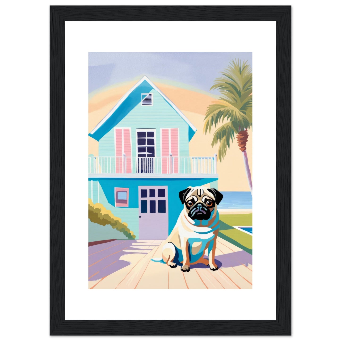 House Guard - Minimalist Wall Art Print Pug Dog