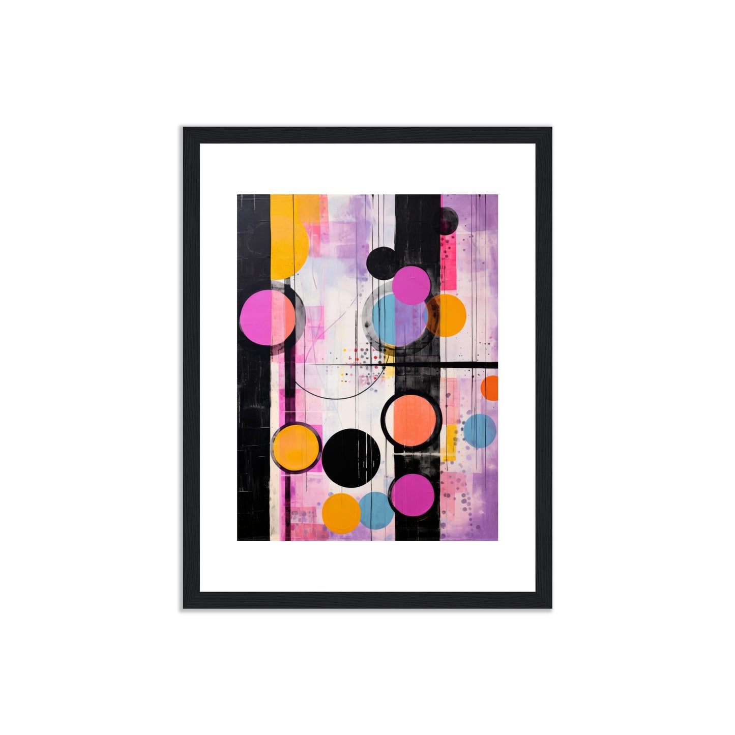 Back Then - Modern Abstract Wall Art Print Pink and Black