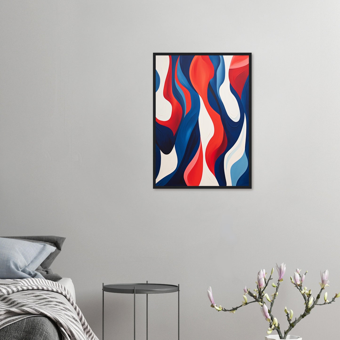 Symbiosis - Modern Abstract Navy Blue And Red Wall Art