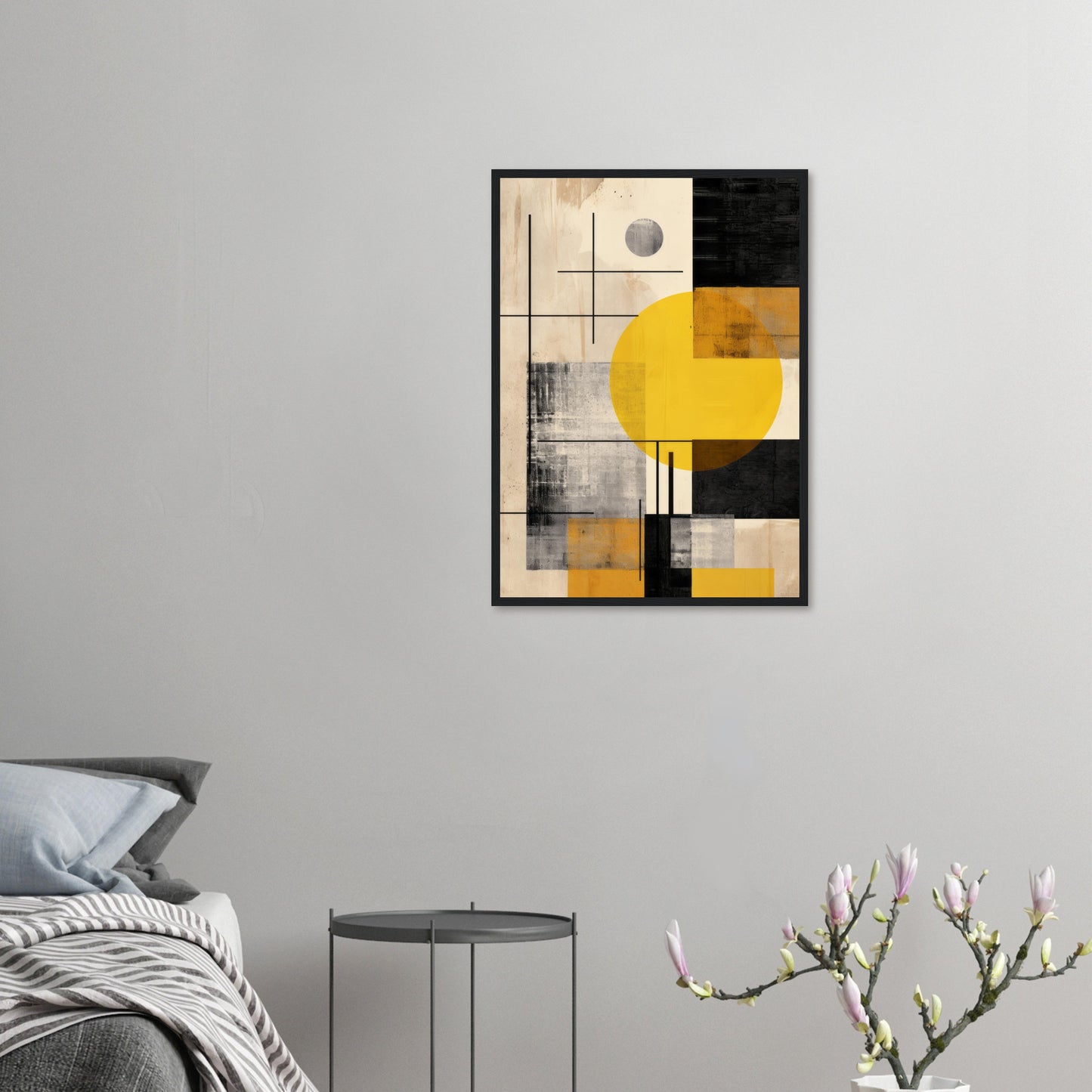 Fields - Abstract Black and Yellow Wall Art Print