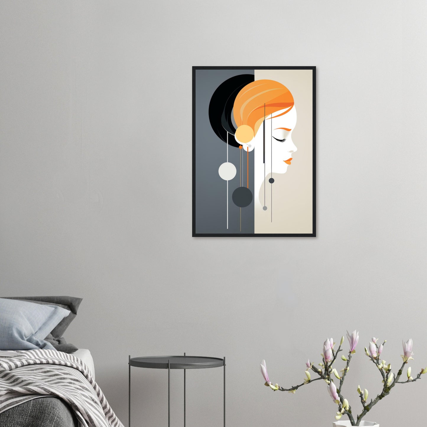 Heavy Legacy - Minimalist Wall Art Print Female Face Orange Black