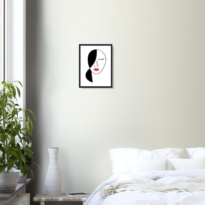 Rest in Secrets - Modern Abstract Line Wall Art Print Black and White Woman