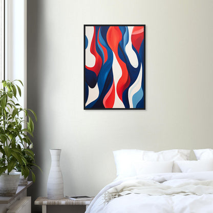 Symbiosis - Modern Abstract Navy Blue And Red Wall Art