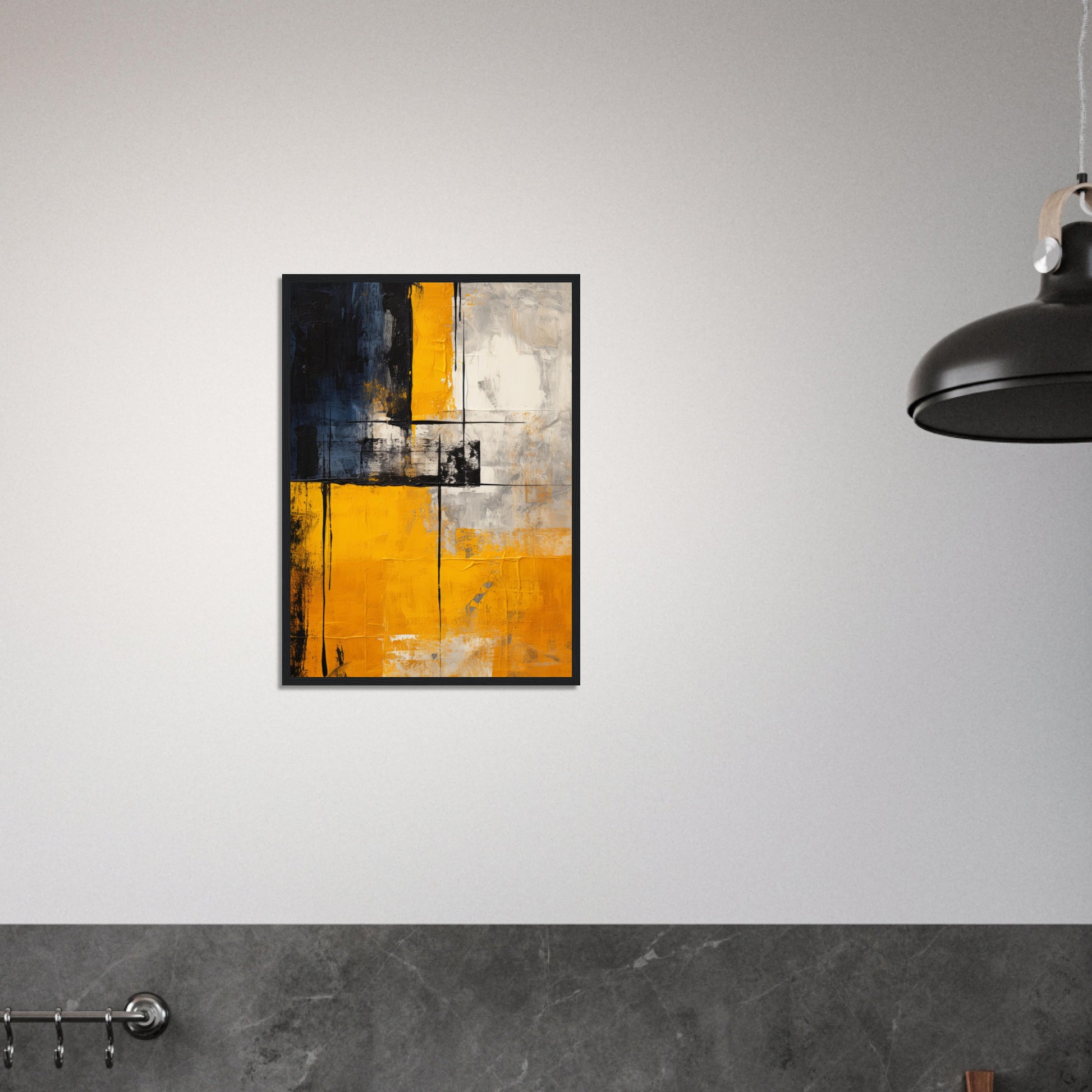 Yellow Abstract Wall Art Living Room