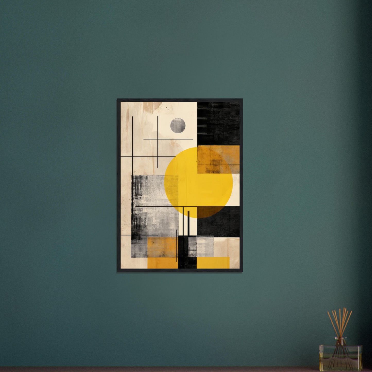 Fields - Abstract Black and Yellow Wall Art Print