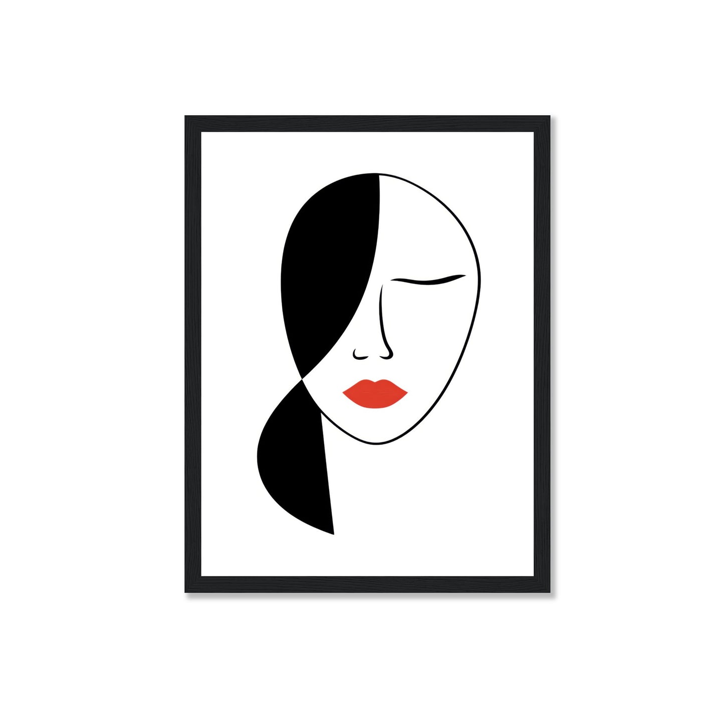 Rest in Secrets - Modern Abstract Line Wall Art Print Black and White Woman