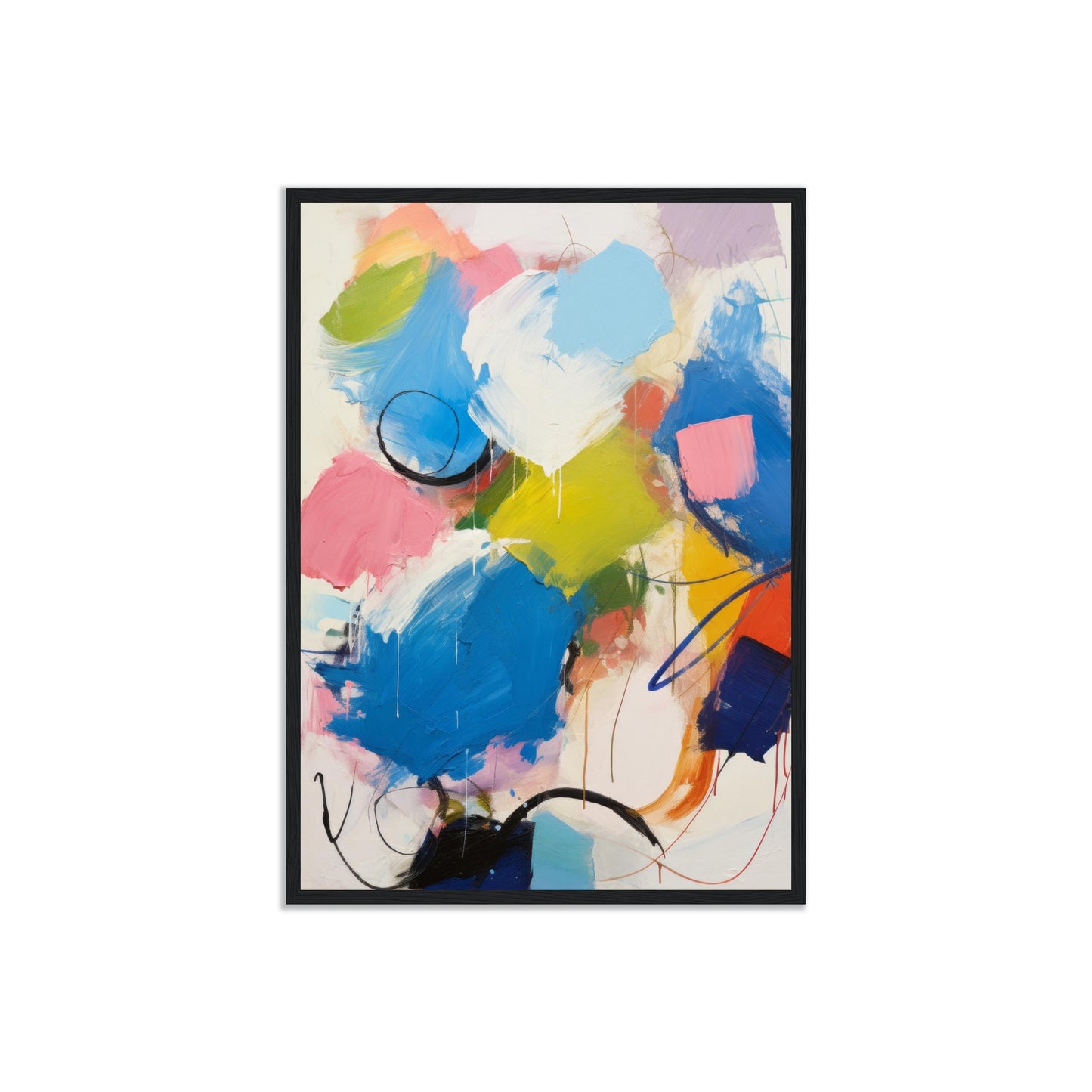 Distracted - Modern Abstract Wall Art Print Blue and Pink